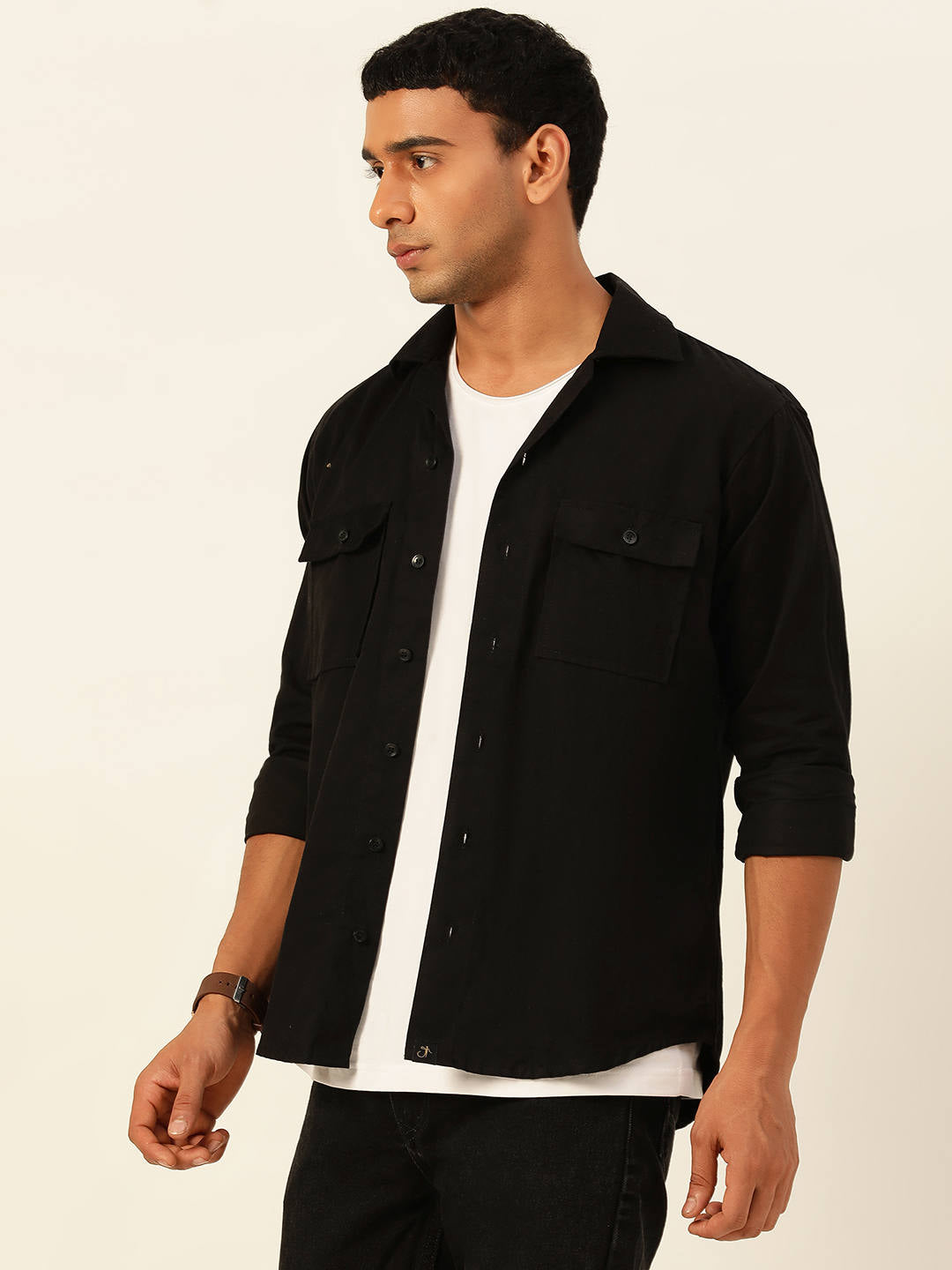 Premium Black Cargo Regular Fit Unisex Cotton Overshirt
