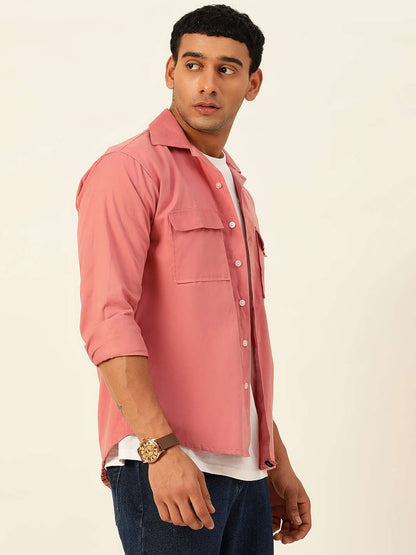 Premium Pink Cargo Regular Fit Unisex Cotton Overshirt