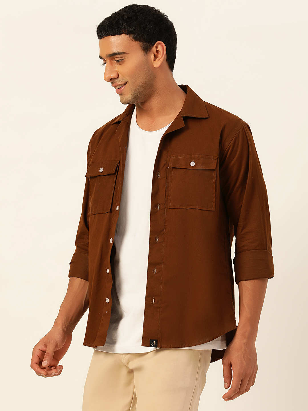 Premium Chocolate Brown Cargo Regular Fit Unisex Cotton Overshirt