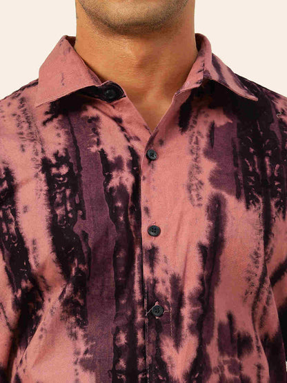 Designer Pink with Purple Slim Fit Cargo Pure Cotton Shirt