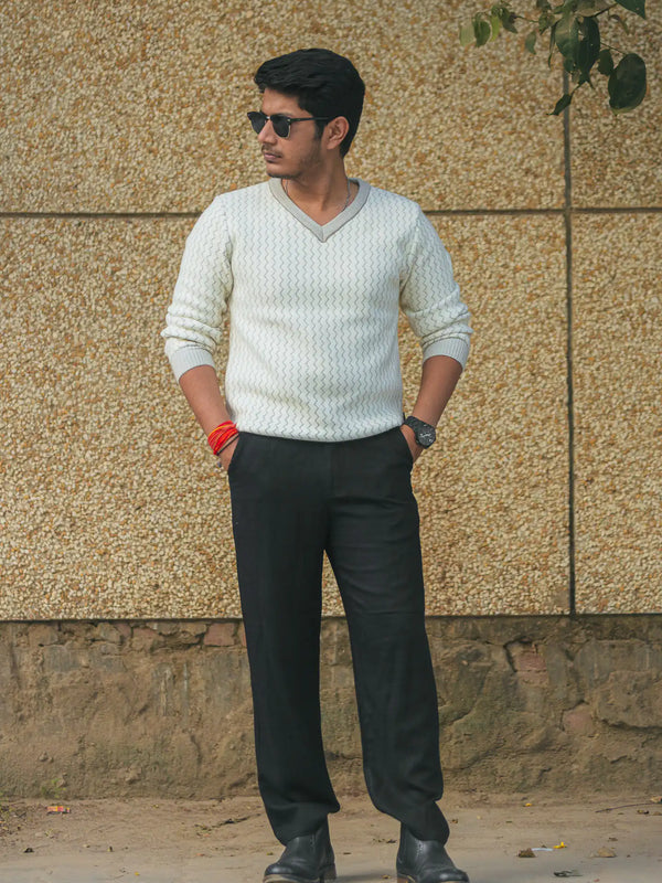 Designer V-Neck Knitted Sweater