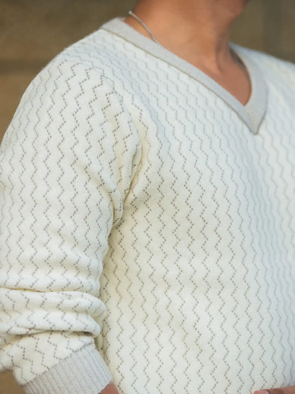 Designer V-Neck Knitted Sweater