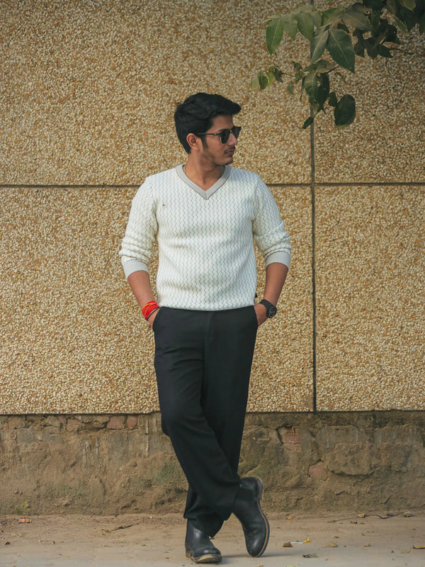 Designer V-Neck Knitted Sweater