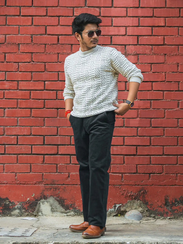 Designer Mock Neck Knitted Sweater