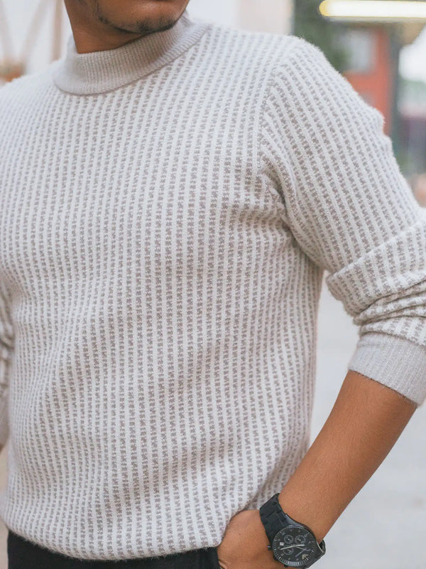Designer Mock Neck Knitted Sweater