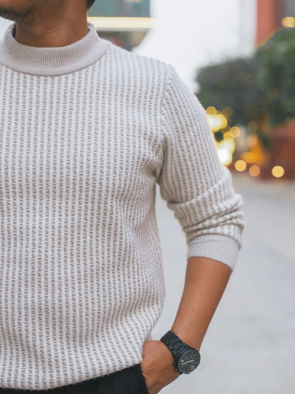 Designer Mock Neck Knitted Sweater