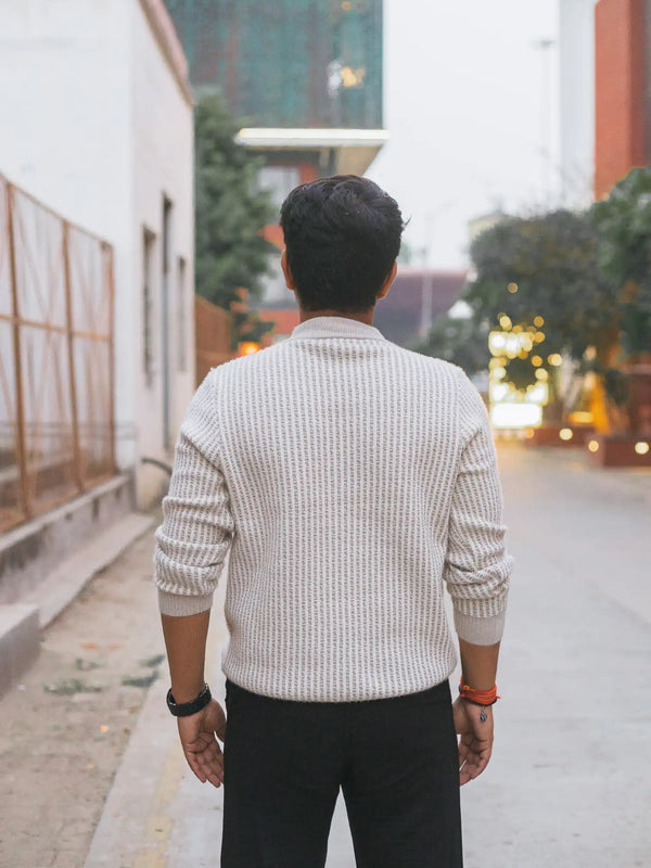 Designer Mock Neck Knitted Sweater