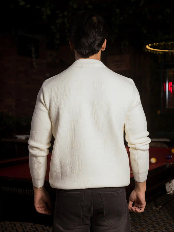 Designer Mock Neck Knitted Sweater