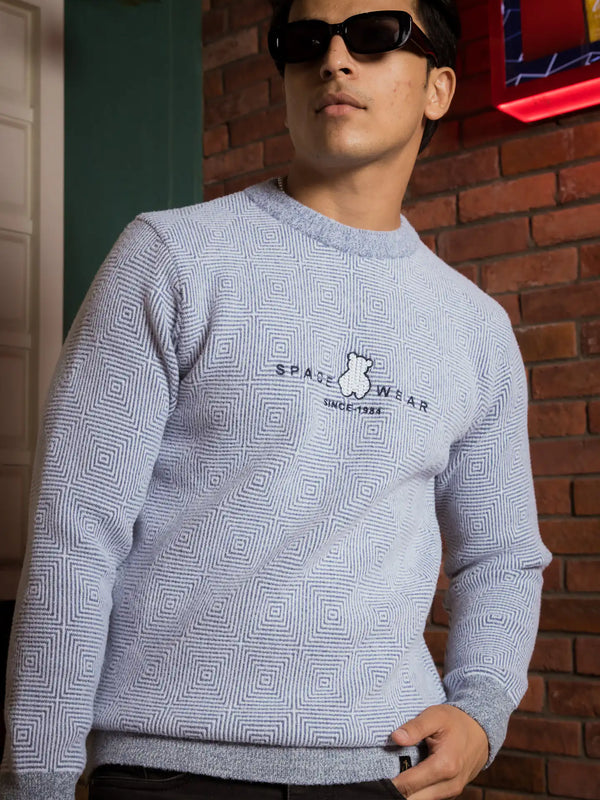 Designer Mock Neck Knitted Sweater