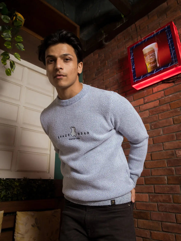 Designer Mock Neck Knitted Sweater