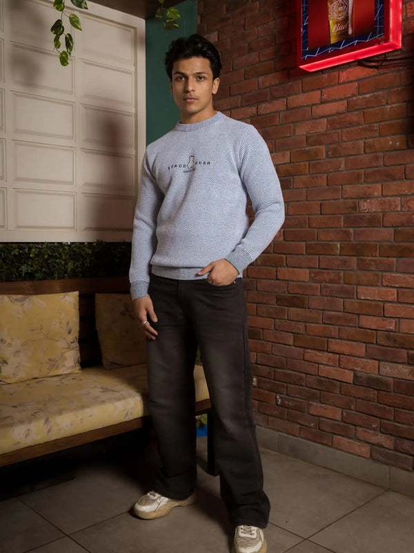 Designer Mock Neck Knitted Sweater