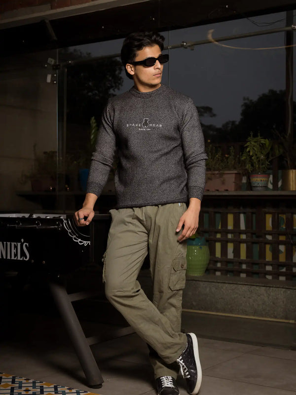 Designer Mock Neck Knitted Sweater