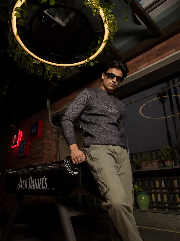 Designer Mock Neck Knitted Sweater