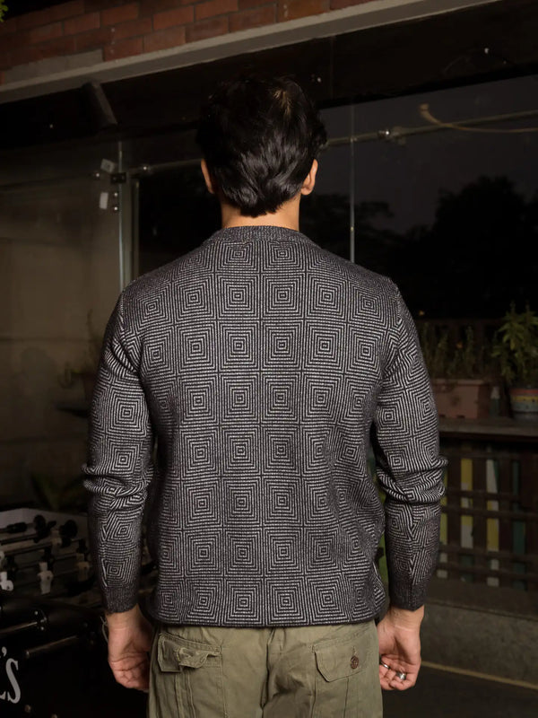 Designer Mock Neck Knitted Sweater