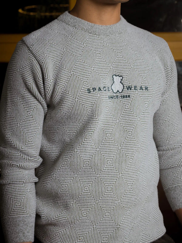 Designer Mock Neck Knitted Sweater