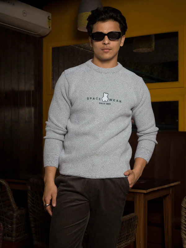 Designer Mock Neck Knitted Sweater