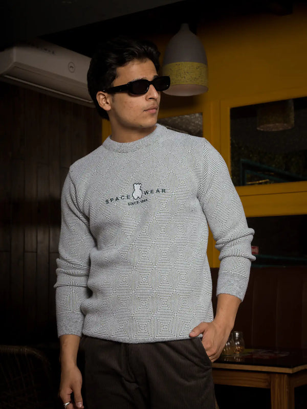Designer Mock Neck Knitted Sweater