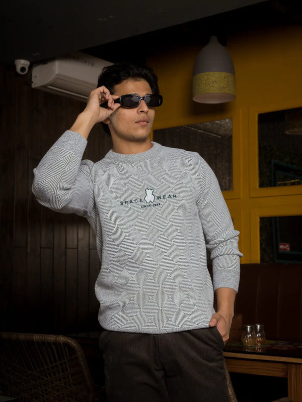 Designer Mock Neck Knitted Sweater