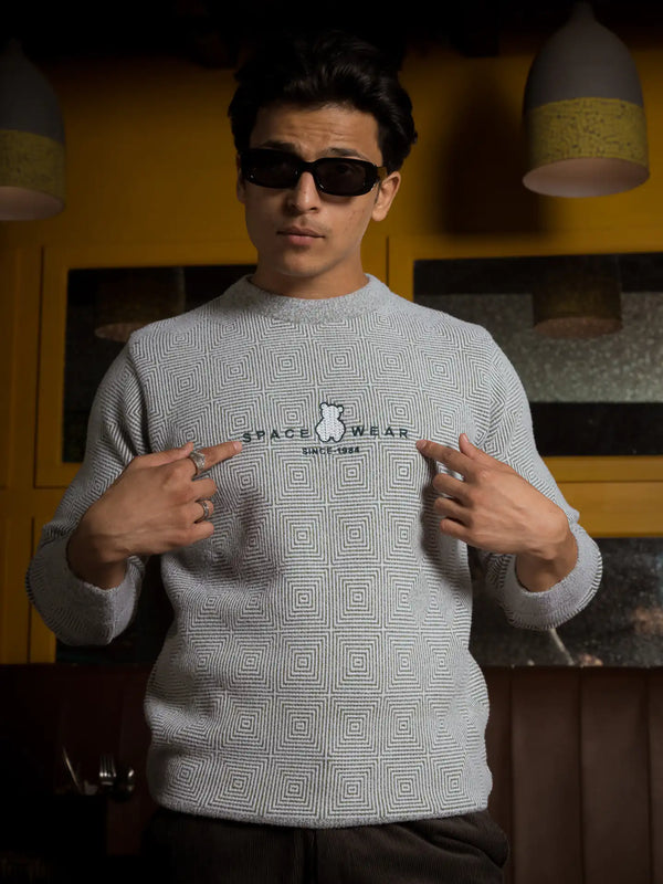 Designer Mock Neck Knitted Sweater