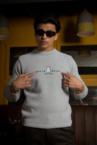 Designer Mock Neck Knitted Sweater