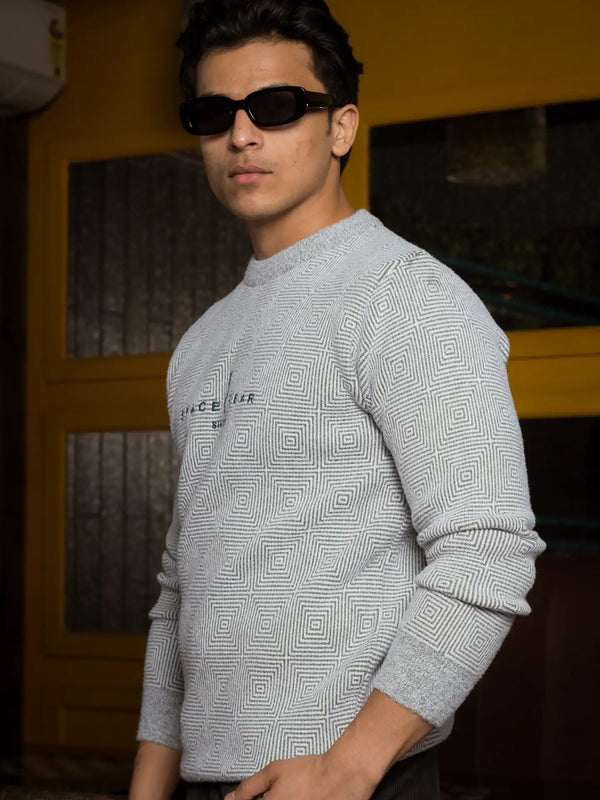 Designer Mock Neck Knitted Sweater