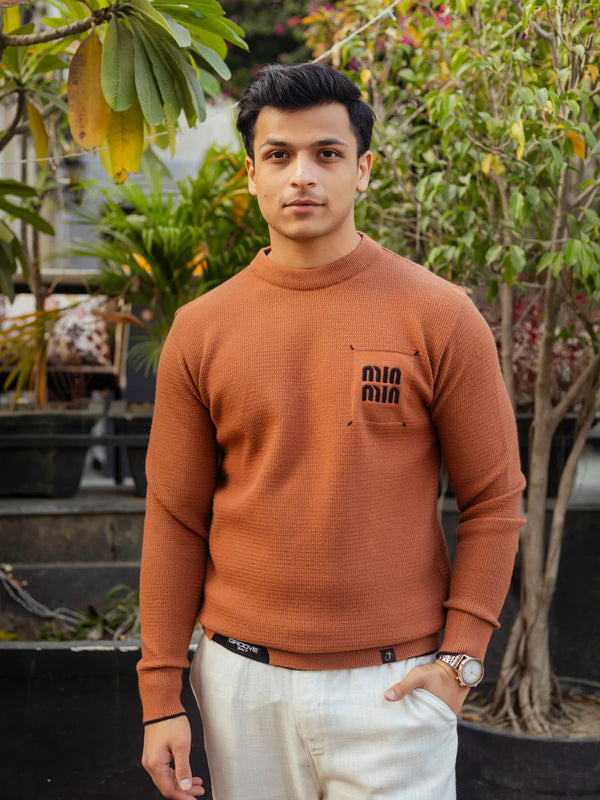 Rust Min-Min Designer Round Neck Sweater