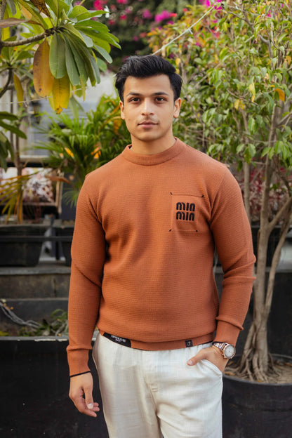 Rust Min-Min Designer Round Neck Sweater