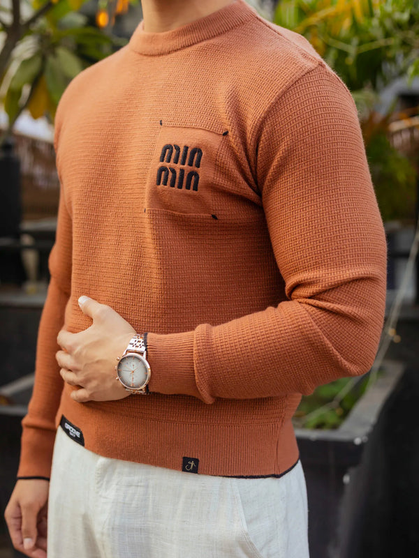Rust Min-Min Designer Round Neck Sweater