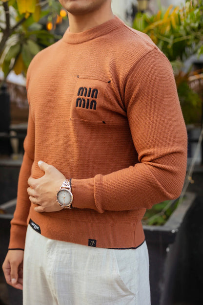 Rust Min-Min Designer Round Neck Sweater