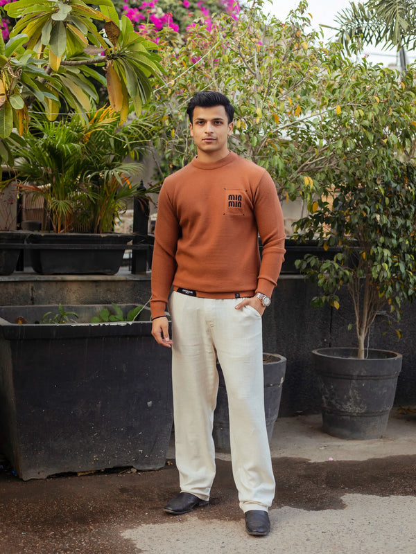 Rust Min-Min Designer Round Neck Sweater
