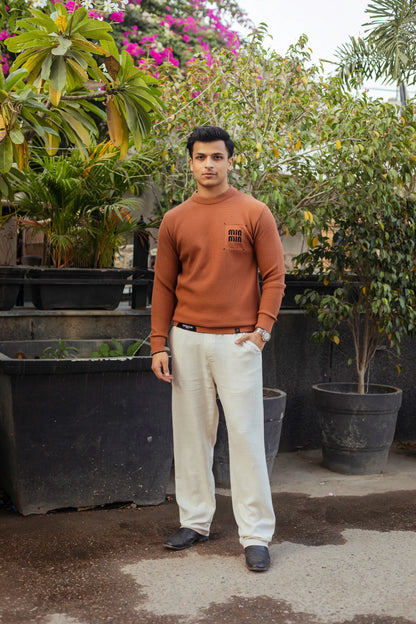 Rust Min-Min Designer Round Neck Sweater