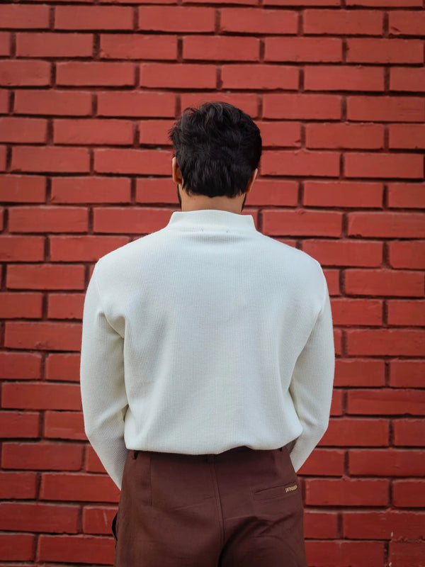 Designer Quarter Zip Knitted Pullover