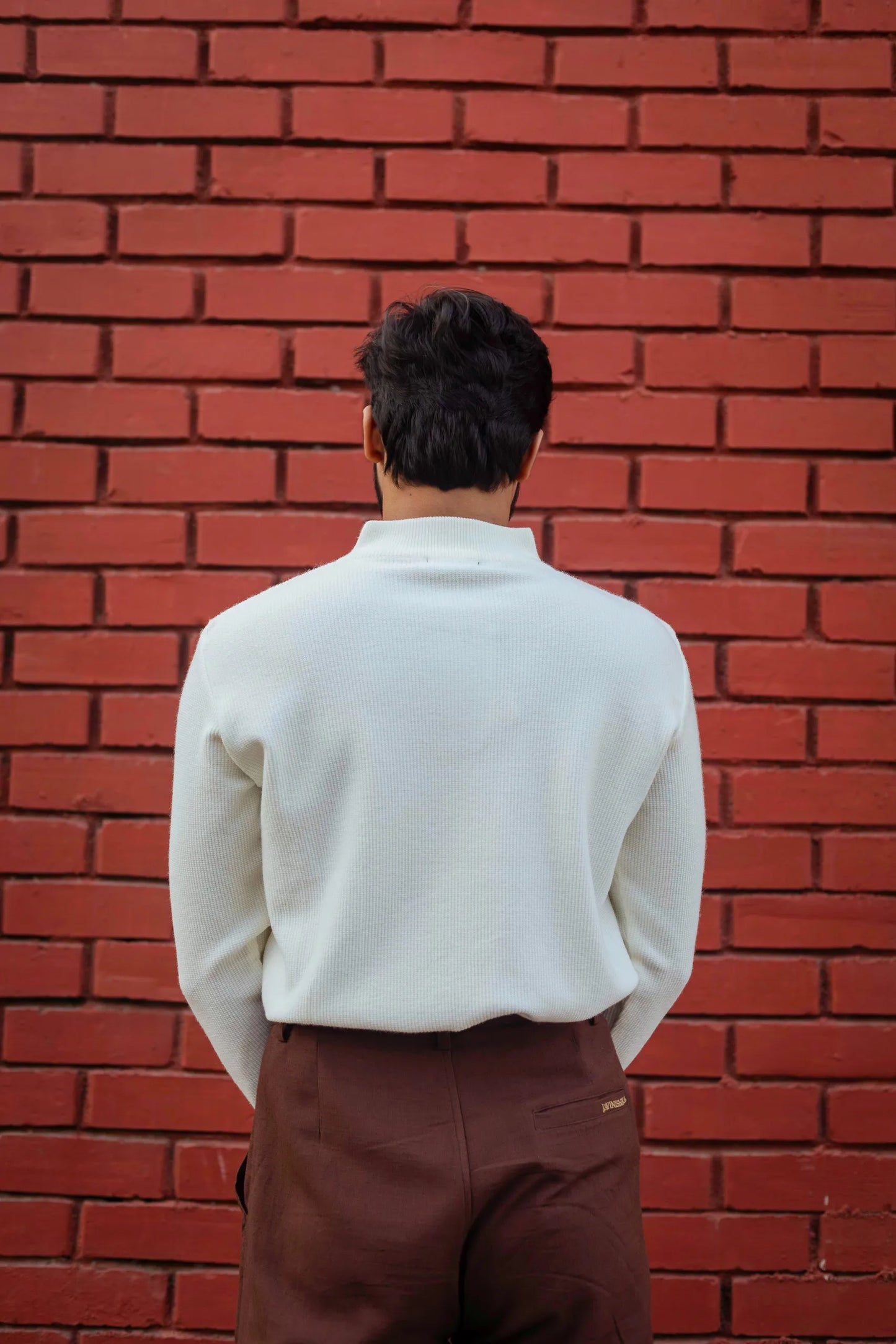 Designer Quarter Zip Knitted Pullover