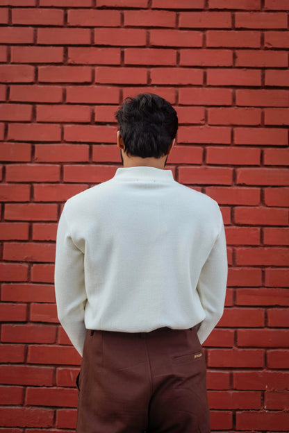 Designer Quarter Zip Knitted Pullover