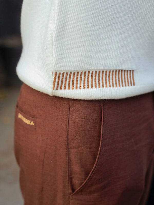 Designer Quarter Zip Knitted Pullover