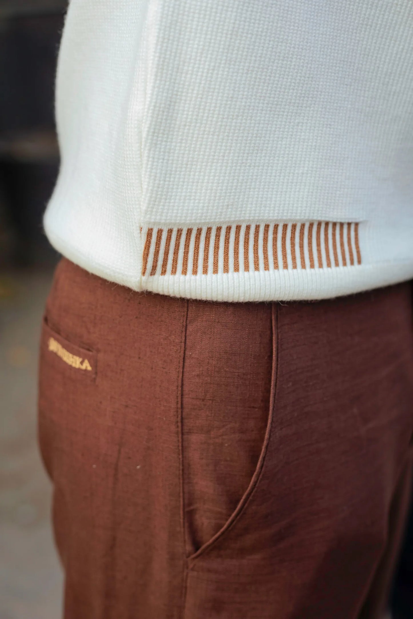 Designer Quarter Zip Knitted Pullover