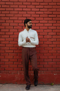Designer Quarter Zip Knitted Pullover