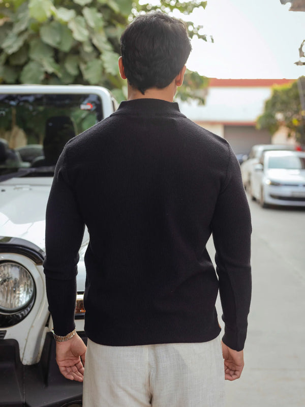 Designer Quarter Zip Knitted Pullover