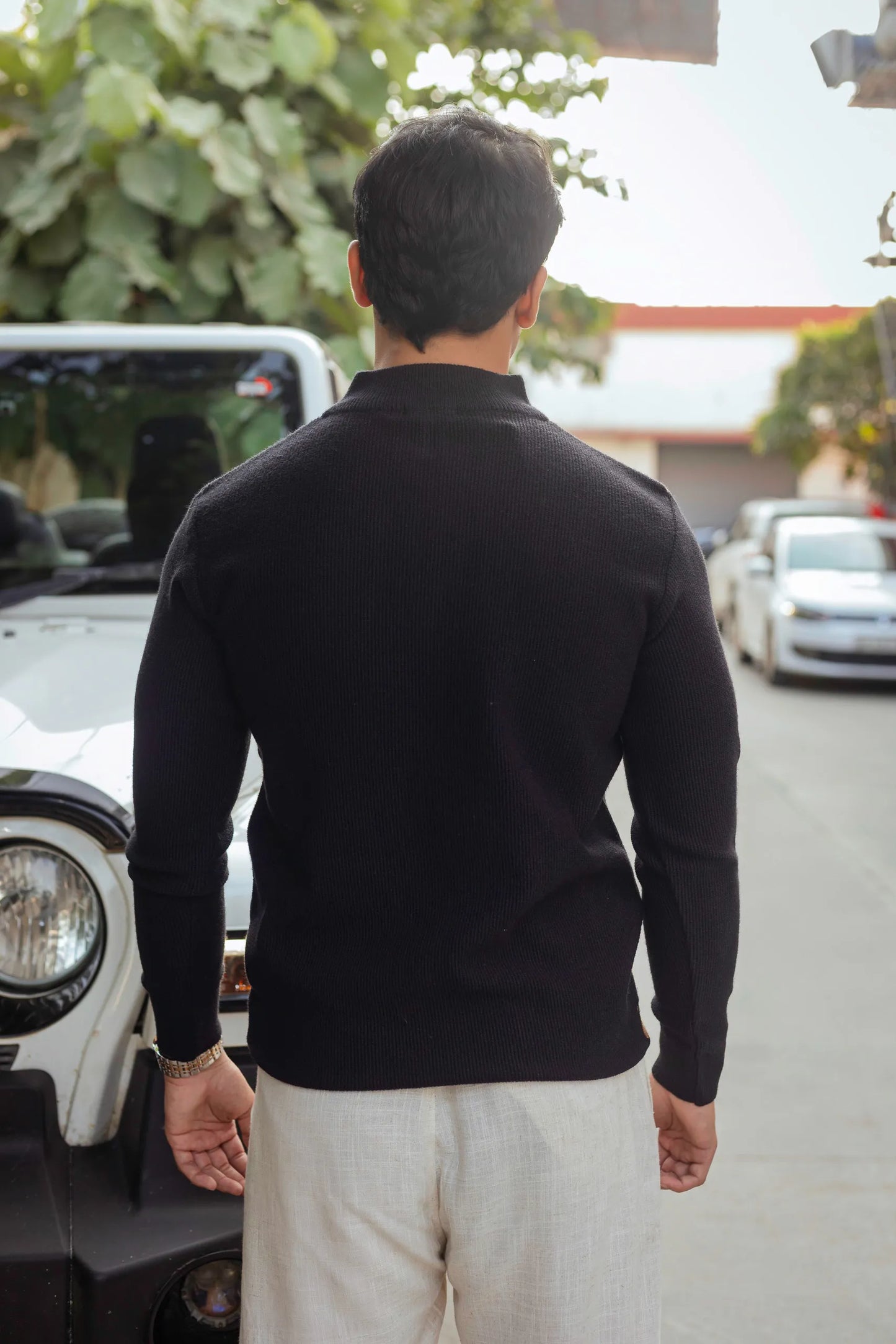 Designer Quarter Zip Knitted Pullover
