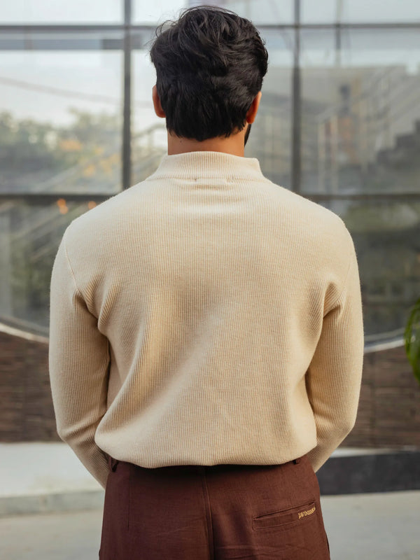 Designer Quarter Zip Knitted Pullover