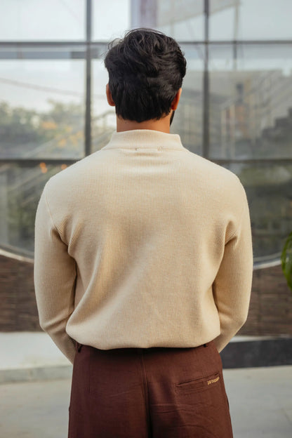 Designer Quarter Zip Knitted Pullover
