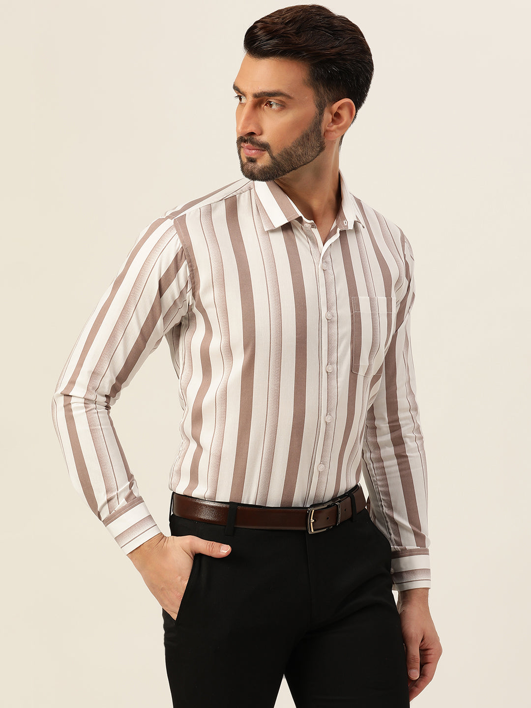 Dual Striped Men Formal Shirt