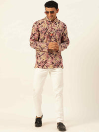 Premium Pink & Yellow Floral Handblock Printed Short Kurta