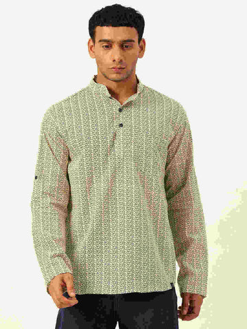 Mens Cotton Radhe Printed Kurta For Mens And Boys Orange