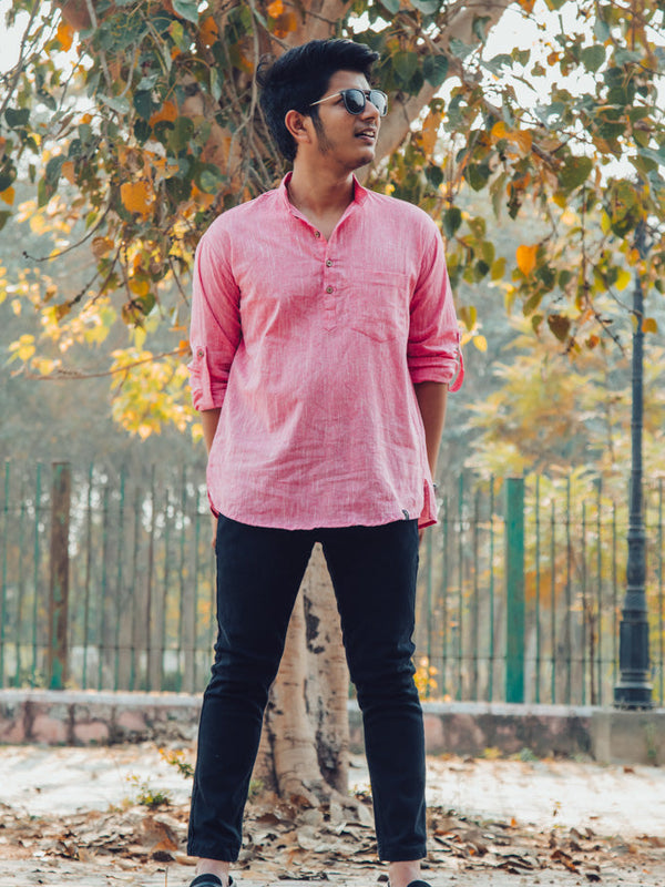 Cotton Linen Textured Short Kurta