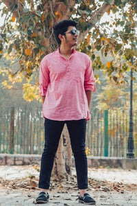 Cotton Linen Textured Short Kurta