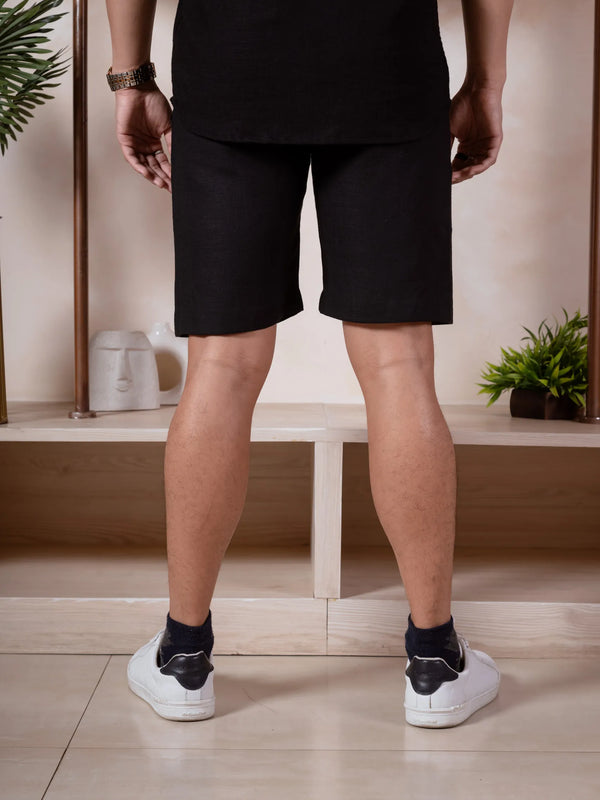 Men Relaxed Fit Linen Shorts