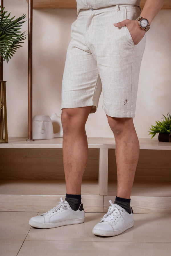 Men Relaxed Fit Linen Shorts