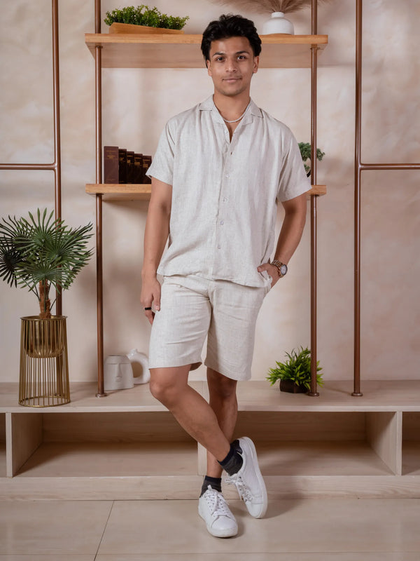 Men Relaxed Fit Linen Shorts