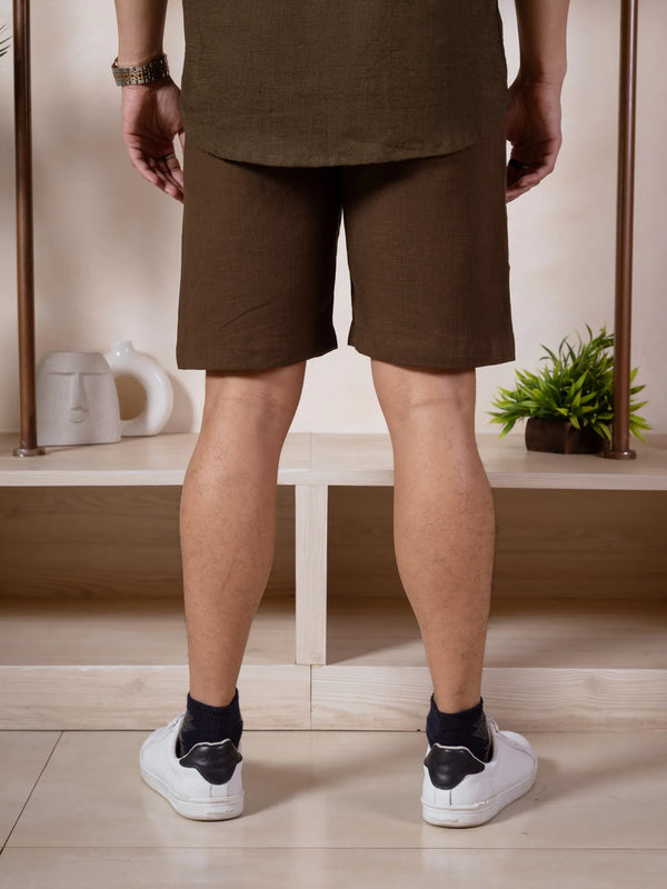 Men Relaxed Fit Linen Shorts